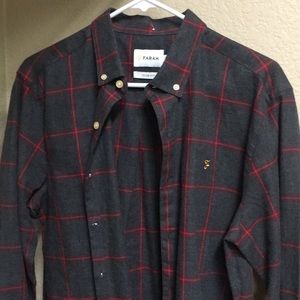 Slim fit never worn. I have too many shirts.